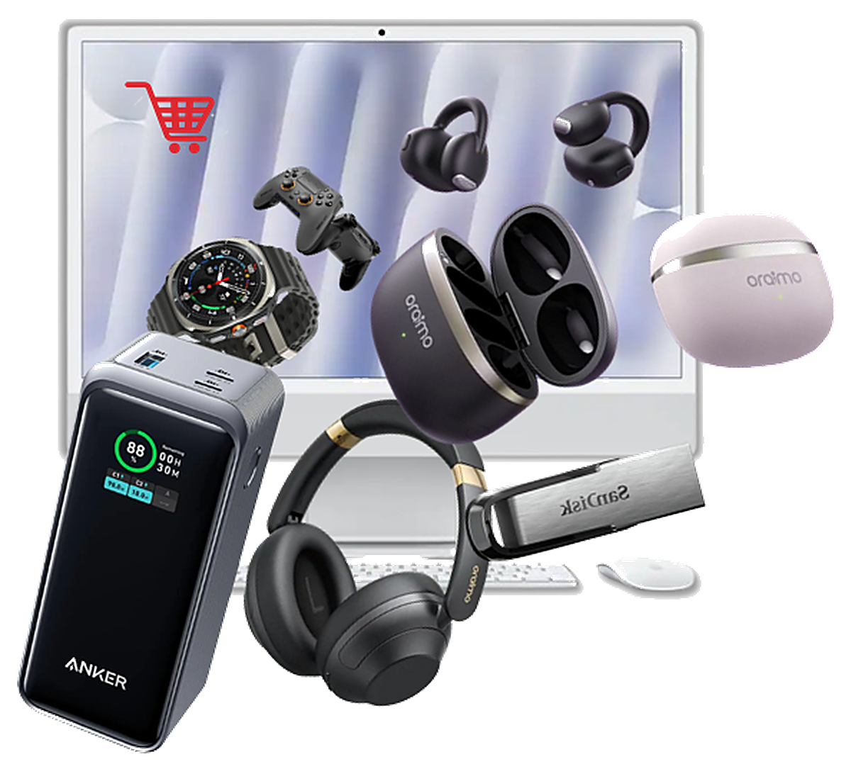 Everyday Gadgets — power bank, earbuds, headphones, smart watch, controller and more premium tech